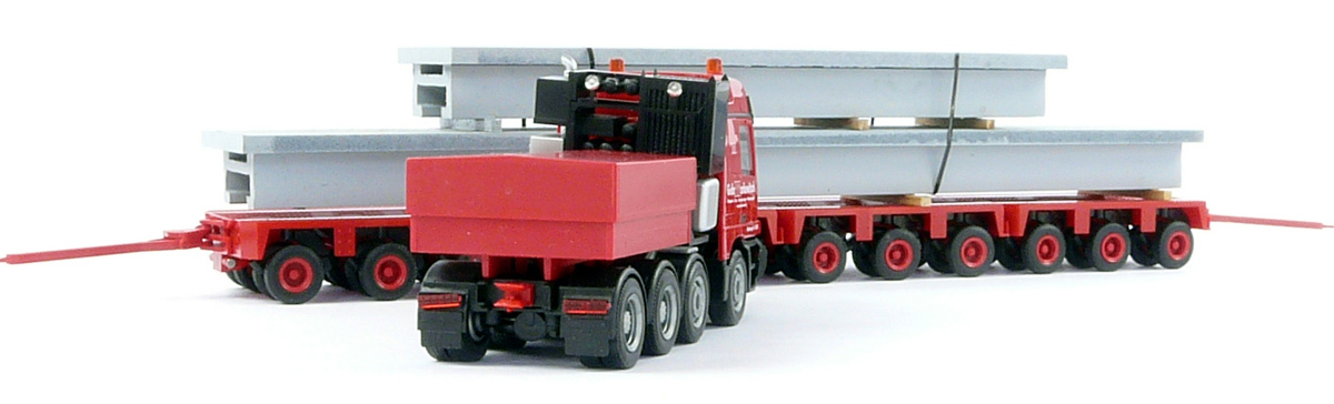 Herpa 04/2002 MB Actros Titan Schw HZ Tiefl